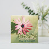 Retro Pink Daisy Flower Birthday Kaart (Staand voorkant)