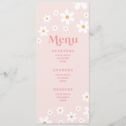 Retro Pink Daisy-menu Menu (Voorkant)