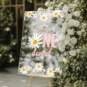 Retro Pink Daisy ONEderful 1st Birthday Party Acryl Bord
