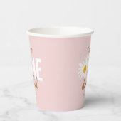 Retro Pink Daisy ONEderful 1st Birthday Party Papieren Bekers (Links)