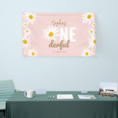 Retro Pink Daisy ONEderful 1st Birthday Party Spandoek (Beurs)