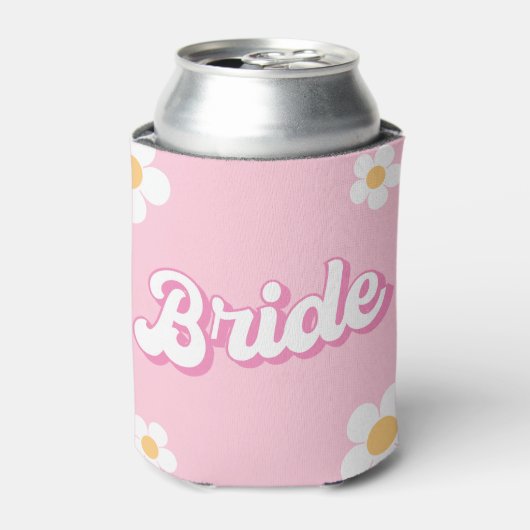 Retro Pink Daisy Personalized Bride Koelbox Blikjeskoeler (Blikje Voorkant)