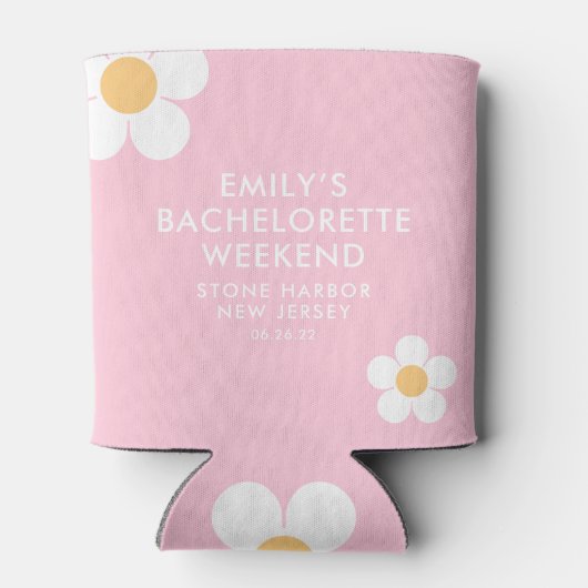Retro Pink Daisy Personalized Bride Koelbox Blikjeskoeler (Achterkant)