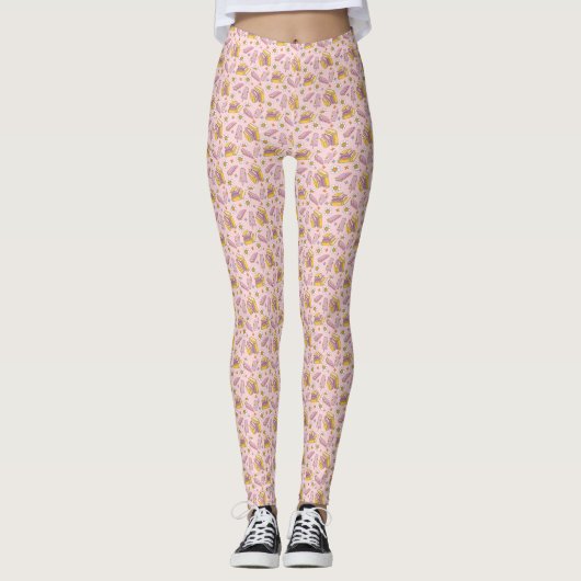 Retro Pink Daisy Reader Vibes Leggings (Voorkant)
