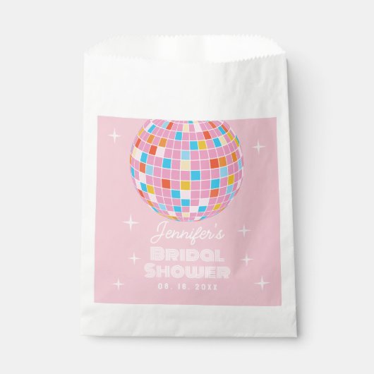 Retro Pink Disco Ball 70s 80s Theme Vrijgezellenfe Bedankzakje (Voorkant)