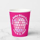Retro Pink Disco Ball PERSONALIZED Papieren Bekers (Voorkant)