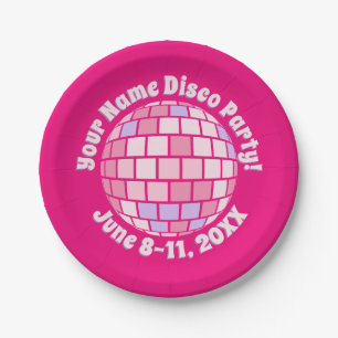 Retro Pink Disco Ball PERSONALIZED Papieren Bordje