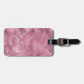 Retro Pink Disco Mirror | Monogram Bagagelabel (Voorkant horizontaal)