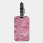 Retro Pink Disco Mirror | Monogram Bagagelabel (Voorkant verticaal)