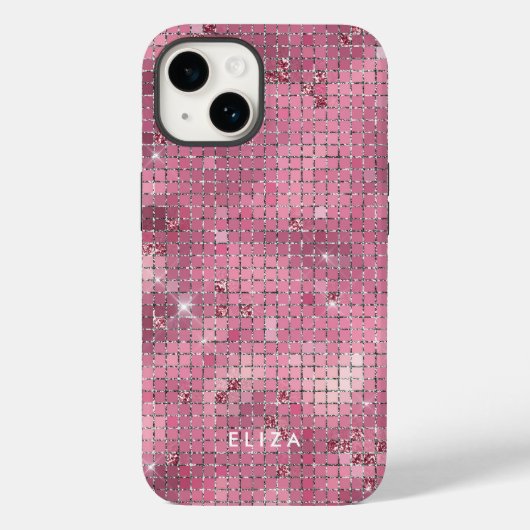 Retro Pink Disco Mirror | Monogram Case-Mate iPhone Case (Achterkant)
