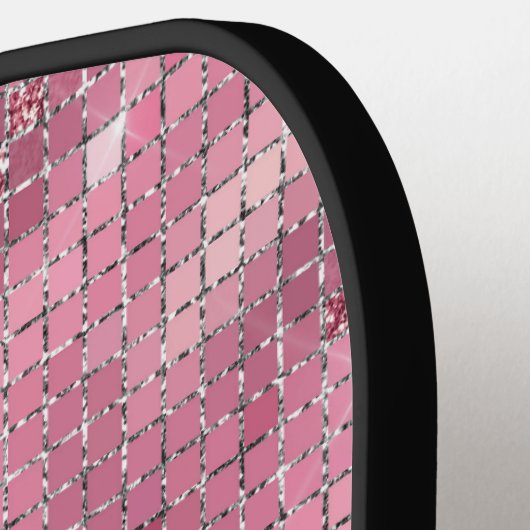 Retro Pink Disco Mirror | Monogram Pickleball Paddle (Links Detail)