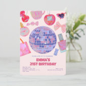Retro Pink Disco yk2 esthetische 21e verjaardag Kaart (Staand voorkant)
