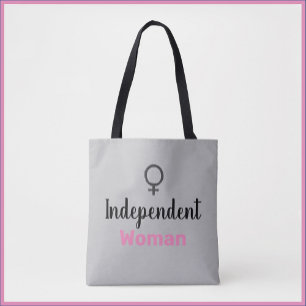 Retro Pink en Black Independent Woman Tote Bag