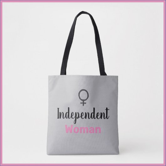 Retro Pink en Black Independent Woman Tote Bag