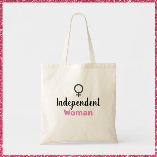 Retro Pink en Black Independent Woman Tote Bag