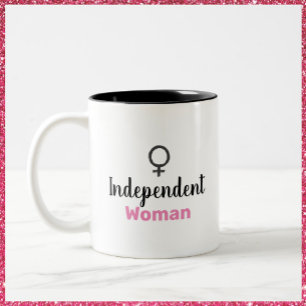 Retro Pink en Black Independent Woman Tweekleurige Koffiemok
