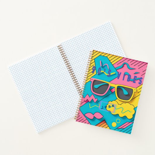Retro Pink en Blue 90's Vibes Personalized Notitieboek (Binnen)