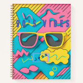 Retro Pink en Blue 90's Vibes Personalized Notitieboek (Voorkant)