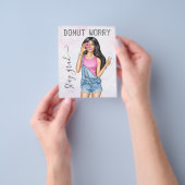 Retro Pink en Blue Donut Girl Afstuderen Flyer (Hand)