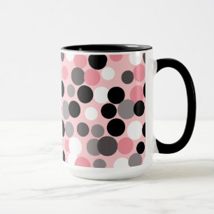 Retro Pink en Gray Polka Dots Mok