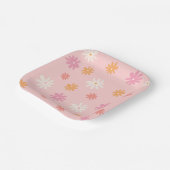 Retro Pink en Oranje Daisy Papieren Bordje (Gebogen)