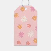 Retro Pink en Oranje Daisy Patterned Cadeaulabel (Voorkant)