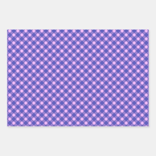 Retro Pink en Paarse Gingham Pset Pattern Inpakpapier Vel (Voorkant)