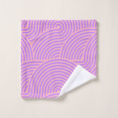 Retro Pink en Paarse Groovy Lines Patroon Bad Handdoek (Wasdoekje)