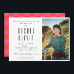 Retro Pink en Red Checkerboard Photo Bat Mitzvah Kaart<br><div class="desc">Retro Pink en Red Checkerboard Photo Bat Mitzvah Invitation</div>