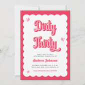 Retro Pink en Red Groovy Dirty Thirty Birthday Kaart (Voorkant)