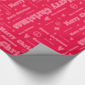 Retro Pink en Red Merry Kerstmis Vrede & Liefde Cadeaupapier (Hoek)