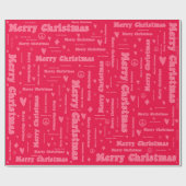 Retro Pink en Red Merry Kerstmis Vrede & Liefde Cadeaupapier (Vlak)