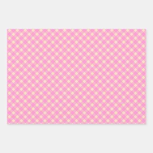 Retro Pink en White Gingham Pset Pattern Inpakpapier Vel (Voorkant)