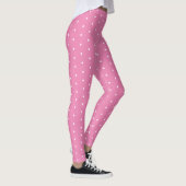 Retro Pink en White Polka Dot Pattern  Leggings (Rechts)