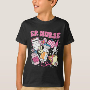 Retro Pink Er Nurse Funny Emergency Room RN T-shirt