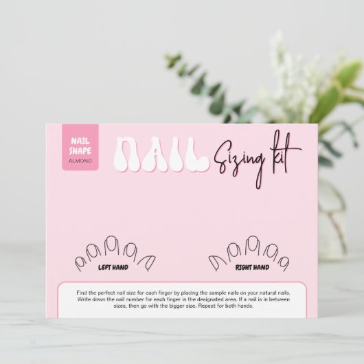Retro Pink Faux Nails Sizing Kit Display Card (Staand voorkant)