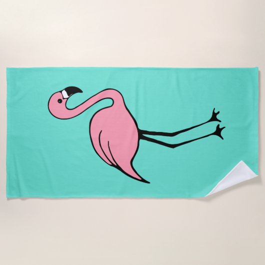 Retro Pink Flamingo Beach Pool Towel Vacking Gift Strandlaken (Voorkant)