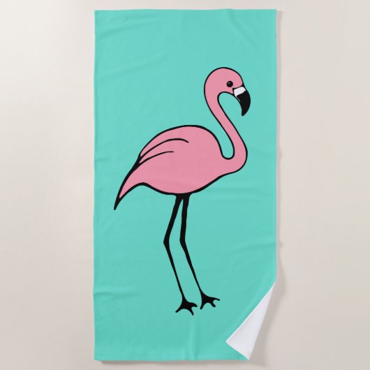 Retro Pink Flamingo Beach Pool Towel Vacking Gift Strandlaken (Voorkant)