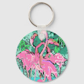 Retro Pink Flamingo Bird Sleutelhangers Flamingos (Voorkant)