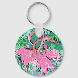 Retro Pink Flamingo Bird Sleutelhangers Flamingos
