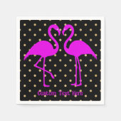 Retro Pink Flamingo Black Gold Polka Dot Pattern Servet (Voorkant)
