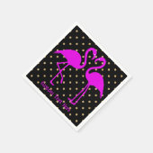 Retro Pink Flamingo Black Gold Polka Dot Pattern Servet (Hoek)