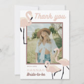 Retro Pink Flamingo Vrijgezellenfeest Dank u kaart (Voorkant)