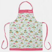Retro Pink Flamingos Aqua Apron Schort (Voorkant)