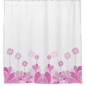 Retro Pink Floral Boho Shower Curtain Douchegordijn (Voorkant)