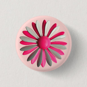Retro PINK Flower - Bouquet Spring Summer Garden Ronde Button 3,2 Cm