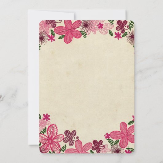 Retro Pink Flowers katholieke bruiloft Uitnodiging (Achterkant)