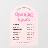Retro Pink Font Trendy Arch Zakelijke Openingstijd Raamsticker (Vel)