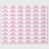 Retro Pink French Ribbon Bow Happy Birthday Cadeaupapier (Vlak)