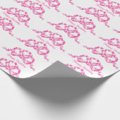 Retro Pink French Ribbon Bow Happy Birthday Cadeaupapier (Hoek)
